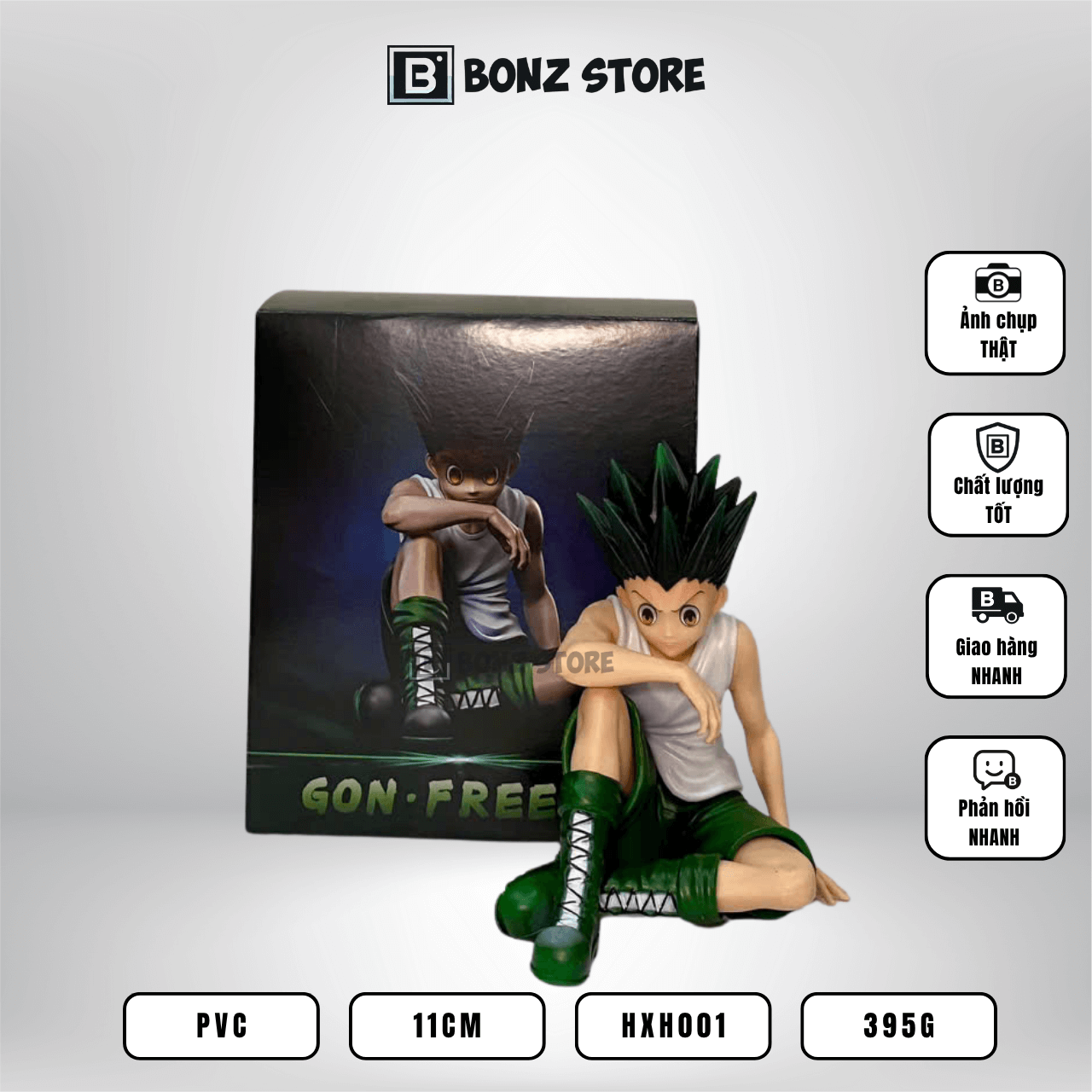 Mô hình Hunter x Hunter – Mô hình Gon Freecss phiên bản ngồi 11cm – Figure PVC HXH001