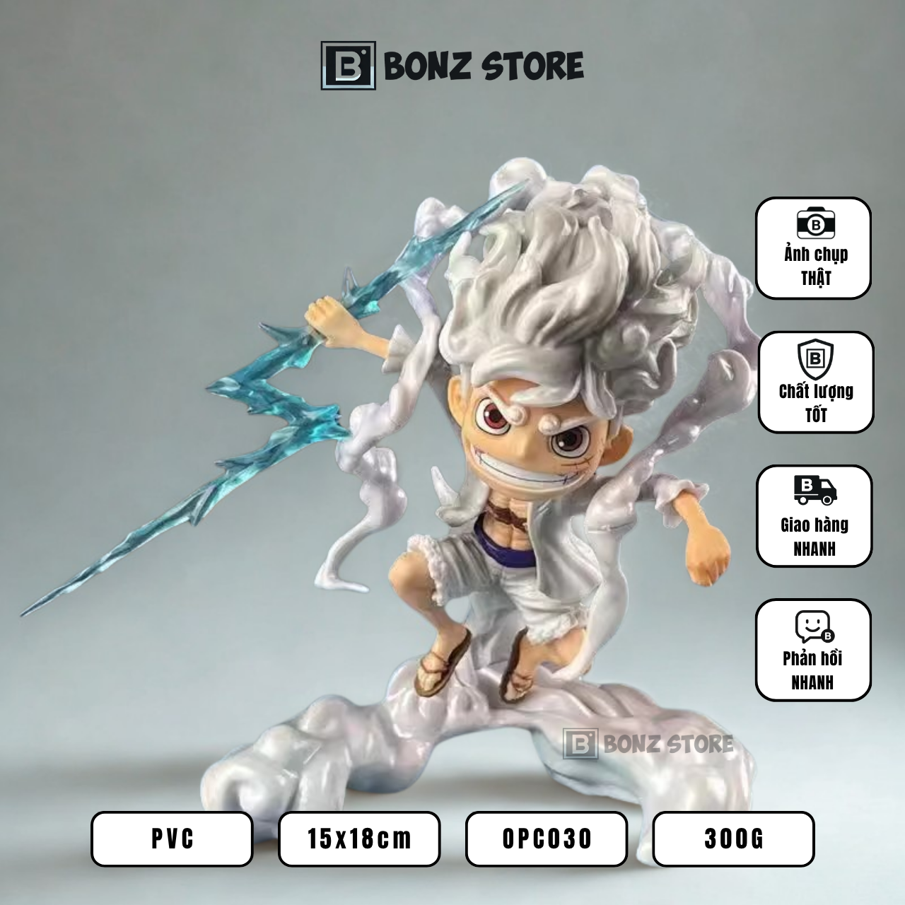 Mô Hình Luffy Gear 5 Phiên Bản Sét – Siêu Chi Tiết Cao 18cm OPC030 5