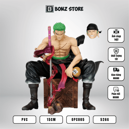 Mô hình One Piece - Mô hình Zoro Ngồi Trên Ghế 14.5cm – Figure PVC OPC005