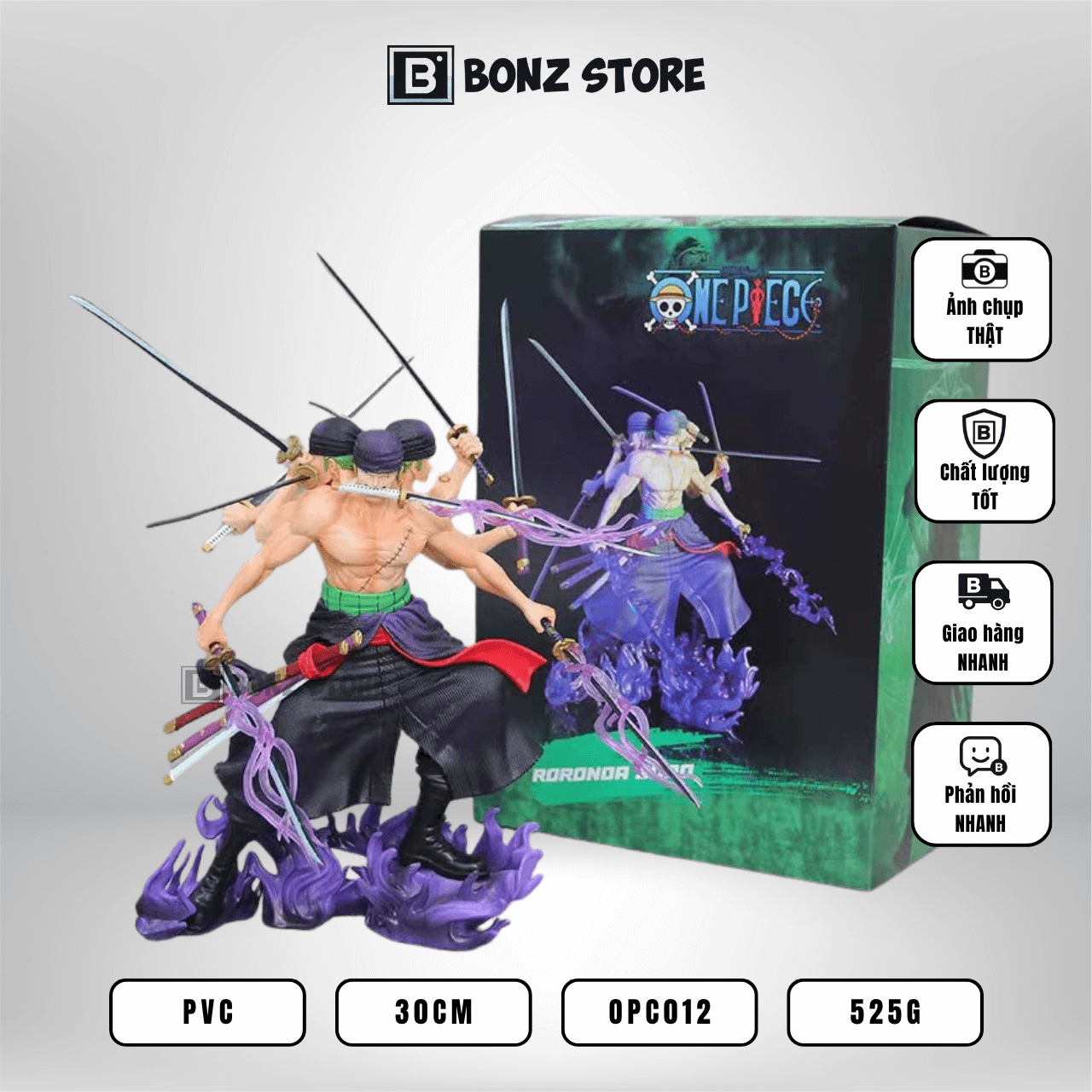 Mô hình One Piece - Mô hình Zoro Asura Cửu Đao Lưu Enma chiến đấu 30cm – Figure PVC OPC012 -1