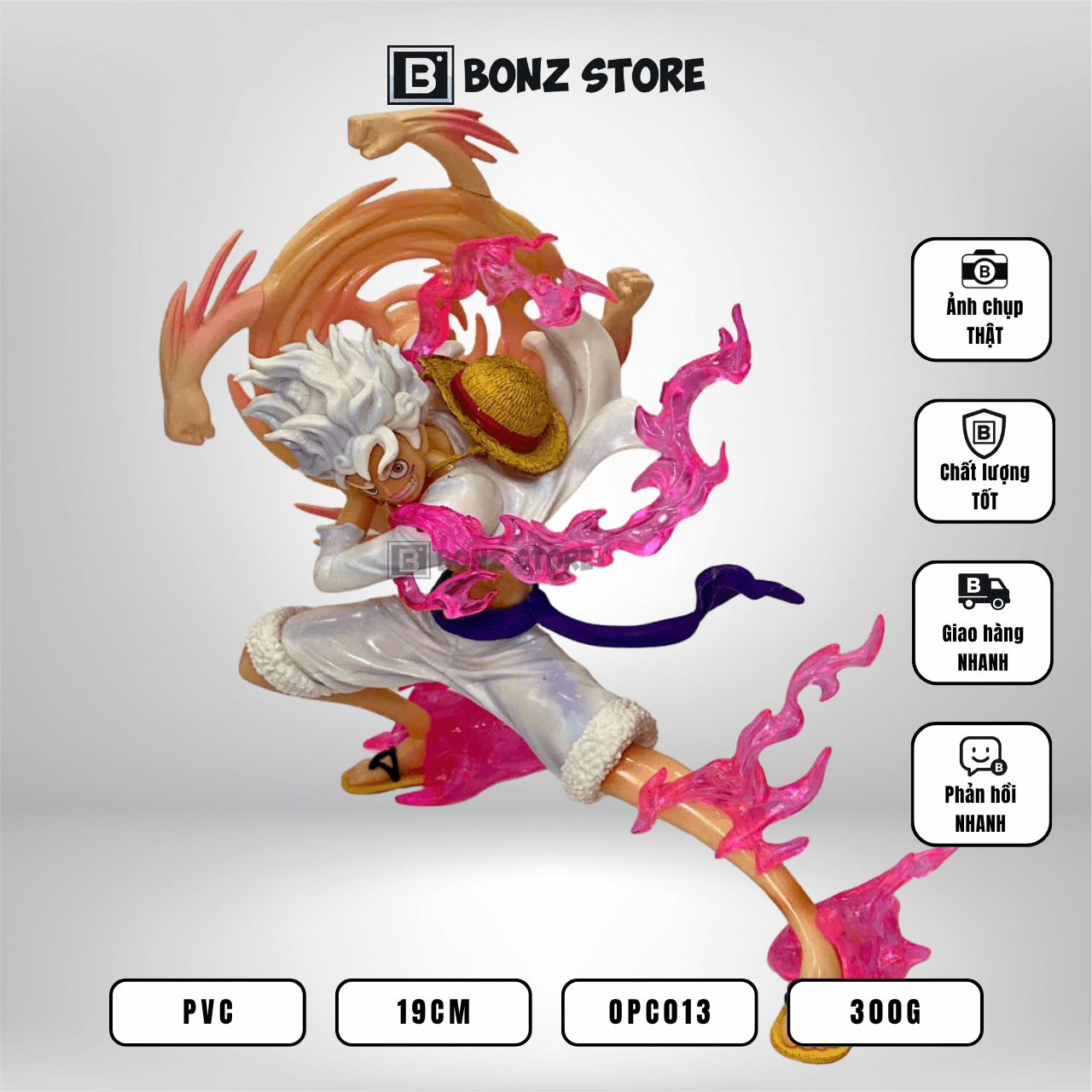 Mô hình One Piece – Mô hình Nika Luffy vung tay chiến đấu 19cm (phiên bản xoay được) – Figure PVC OPC013