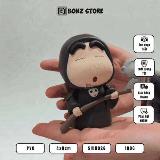 Mô Hình Shin Cậu Bé Bút Chì Cosplay Thần Chết Cầm Lưỡi Hái 8cm - Figure PVC SHINO26